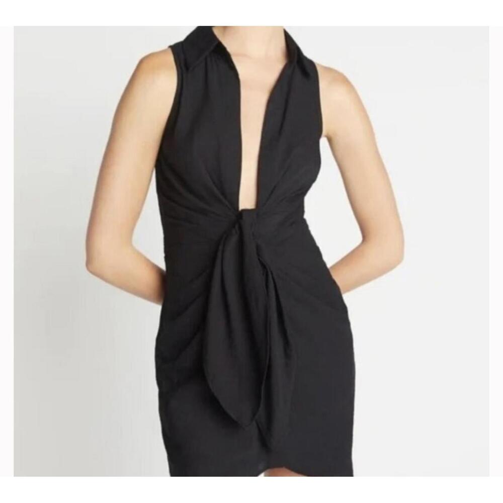 Choosy Black Sleeveless Dress with Tie Detail
